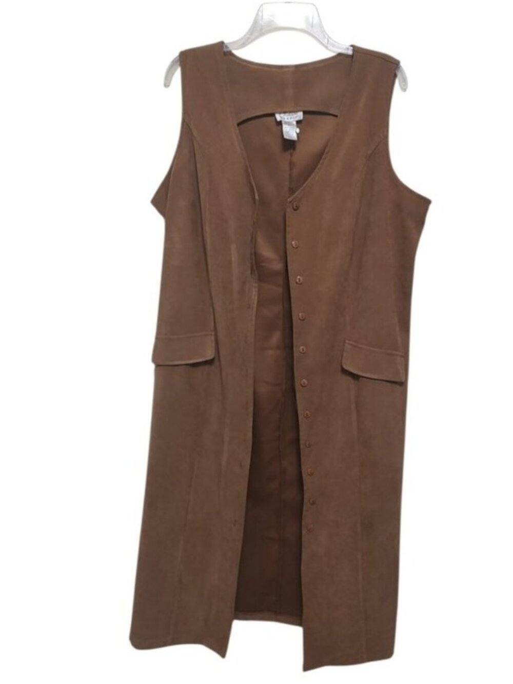 90s Button Front Vest Dress Faux Suede 18W by Chelsea Studio